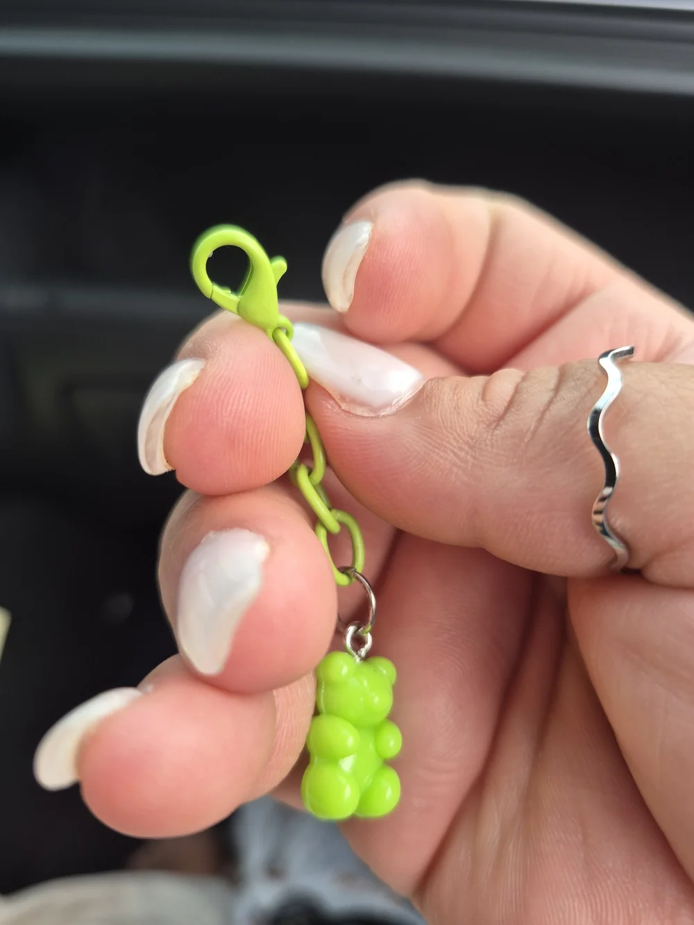 Green Gummy Bear Zipper Charm •Bags •Purses •Backpacks •Keychain!